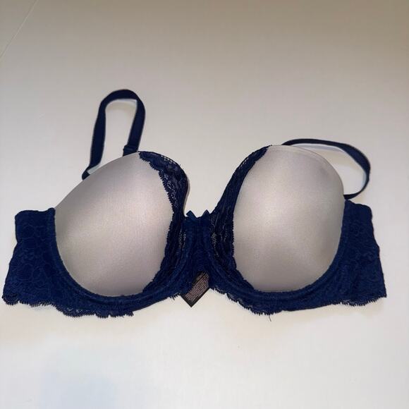 Victoria’s Secret Dream Angels Strapless Bra 36C Navy Blue Lace Push‑Up Grey - Picture 5 of 16
